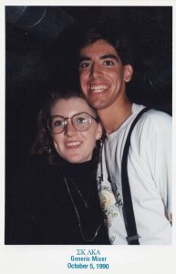 Connie and Mike Smith pose for a picture together on the night they met in October 1990.